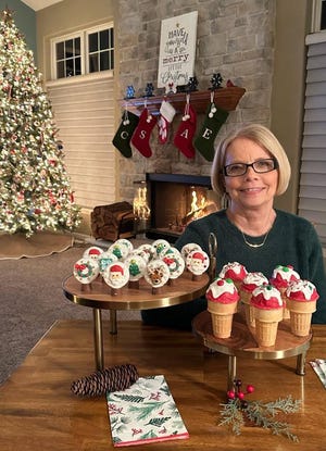 Sue Taller makes Instagram-worthy desserts for the holidays like these snow globes and cake pop ice cream cones.
