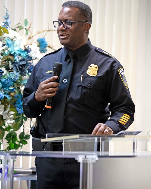 Jeffrey B. Norman, Chief of the Milwaukee Police Department, speaks at a candlelit vigil honoring and remembering victims of violence in Milwaukee at House of Prayer in Milwaukee, Wis. on Saturday, Dec. 9, 2023.